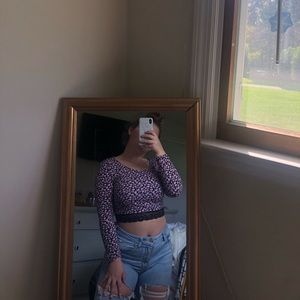 Floral long sleeve crop top
